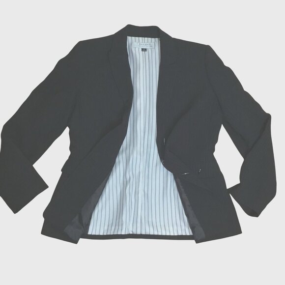 TAHARI Arthur S Levine Black Pinstripe Blazer Jacket Women Size 10 Career - Picture 2 of 9